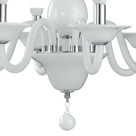 lampadario 6 luci white nuovo shabby vetro soffiato bianco latte elegante joshop - Foto 3