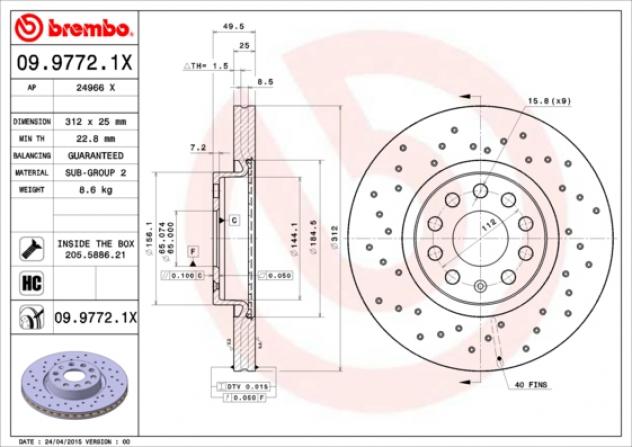 Brembo Disco  Freno 0997721X