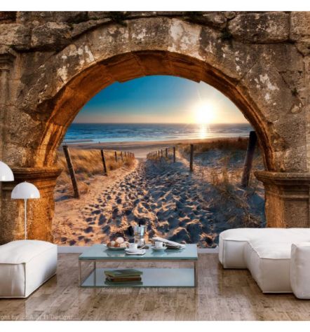 Fotomurale Adesivo Con Un Arco Tra Alba E Mare Arredalacasa