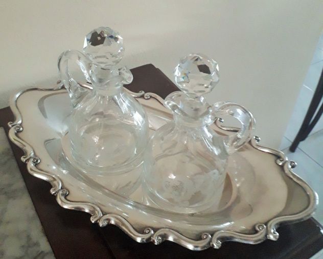 Antico elegante set ampolle in cristallo molato - Foto 2