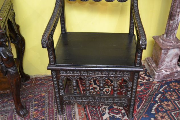 Coppia di poltrone stile Rinascimentale primi del XX secolo - Foto 7