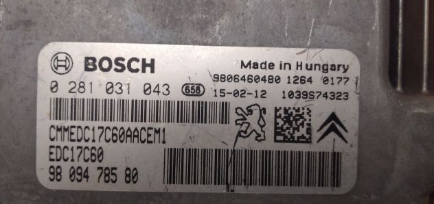 ECU Citroen HDI C4 Cactus 0281031043 9809478580 EDC17C60 - Foto 4