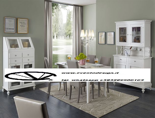 Sala da pranzo completa. Finitura Bianco Opaco. nuovo