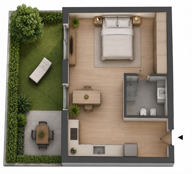 Open Space con giardino privato