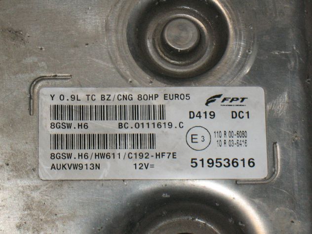 51953616 ECU CENTRALINA LANCIA YPSILON 0.9 80HP 8GSW.H6 HW611 51953616 - Foto 2
