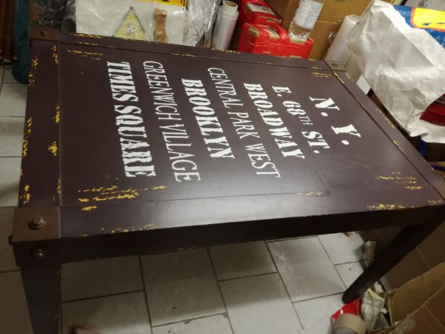 TAVOLINO INDUSTRIAL/SHABBY EFFETTO VINTAGE IN LEGNO E METALLO - Foto 2