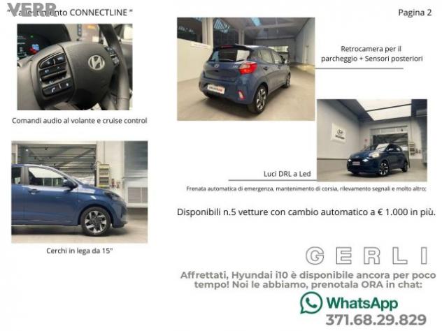 HYUNDAI i10 i10 1.0 mpi Connectline 63cv KM ZERO PROMO48 rif. 23841313 - Foto 3