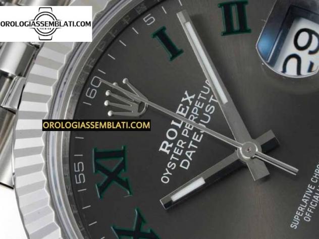 REPLICA ROLEX DATEJUST 41 SS LUNETTA SCANALATA 1:1 BEST EDITION ACCIAIO 904L GRIGIO VERDE QUADRANTE ROMANO SUL BRACCIALE JUBILEE 3235 - Foto 14
