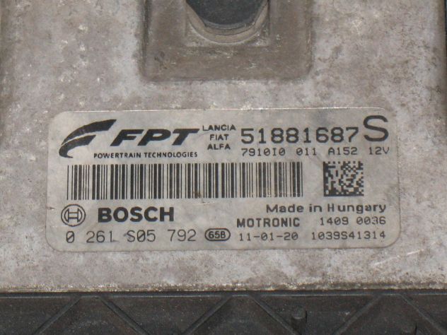 0261S05792 ECU CENTRALINA MOTORE FIAT DOBLO 1.4 ME7.9.10 51881687S 0261S05792 - Foto 2