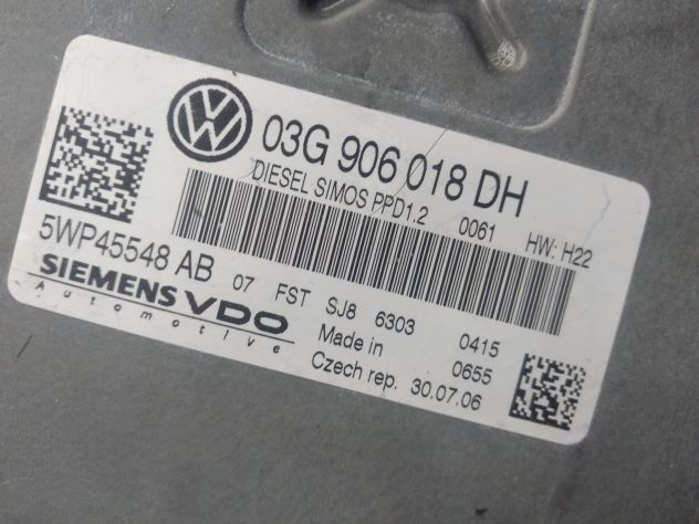 CENTRALINA MOTORE AUDI A3 SIEMENS VDO 5WP45548 AD, 5WP45548AD, 03G 906 018 DH, 0 - Foto 4