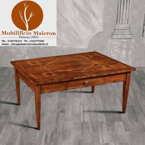 Mobili Classici Tavolino Salotto con Cassetto Intarsiato Arte Povera cod 10926