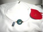 Collana ak747, filo in Acciaio con centrale in Vetro di Murano, Serenella Arte M