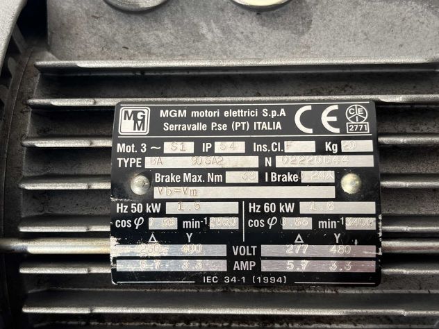 MGM BA-90SA2 Motoriduttore CV 1,5 + Riduttore SITI 20/1 - Foto 4
