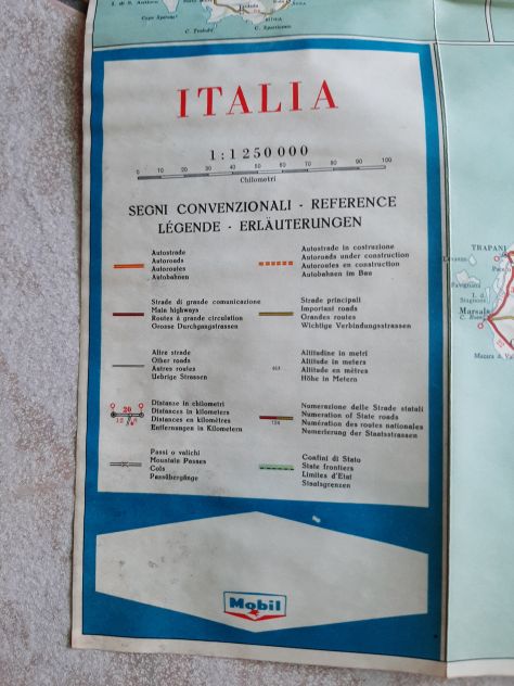 MOBIL CARTINA STRADALE ITALIA ANNO 1960 ORIGINALE - Foto 6