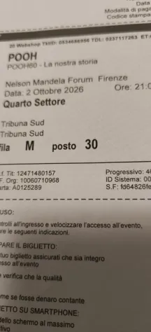 POOH 2 biglietti La nostra storia, Firenze Nelson Mandela Forum 2 Ott 2026 21:00 - Foto 3