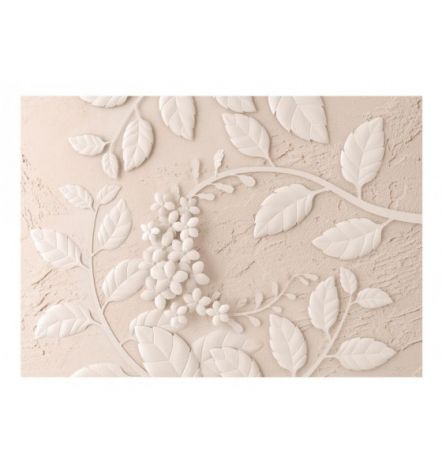 Fotomurale Adesivo Con Foglie Eleganti Beige Arredalacasa - Foto 2
