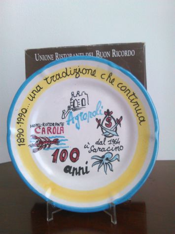Piatto Buon Ricordo. Piatto centenario Agropoli U’ saracino 1990