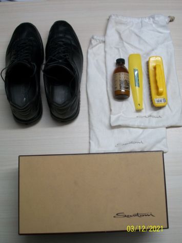 Santoni uomo snickers in pelle nere usate - Foto 4