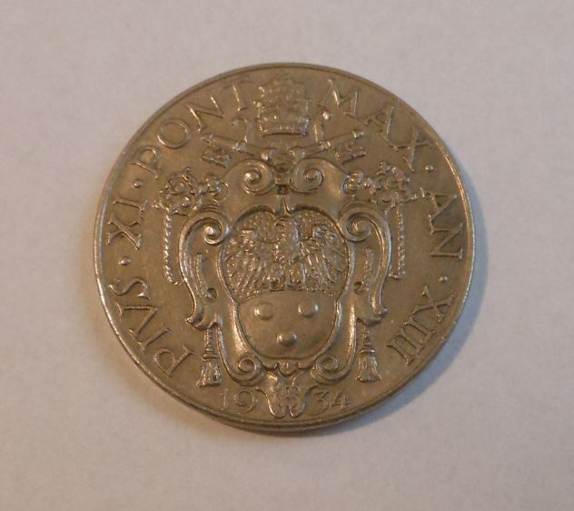 Vaticano, Pio XI (1929-1938): 2 lire 1934-XIII, SPL. - Foto 2