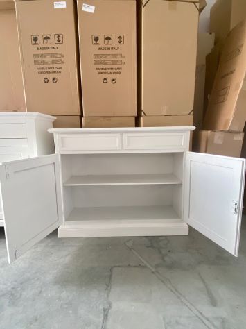 NUOVA CREDENZA 2 ANTE 2 CASSETTI DI VERO LEGNO IN FINITURA BIANCO LACCATO - Foto 8