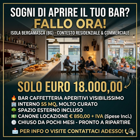 Occasione bar caffetteria a poco prezzo - rif. BAR539
