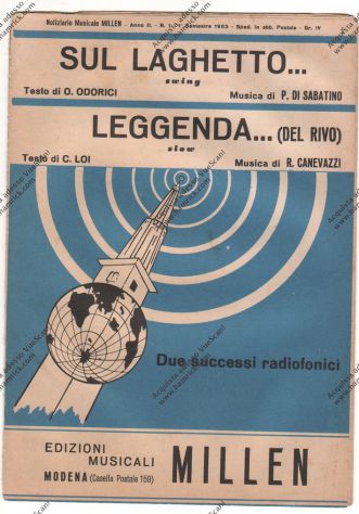 SPARTITO - 2 SUCCESSI DEL 1953 - SUL LAGHETTO ... - LEGGENDA... - ED. MILLEN MOD