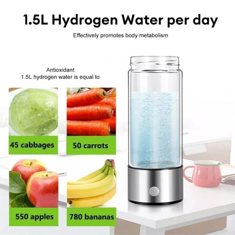 Borraccia 420ml acciaio vetro Generatore acqua idrogeno SPE PEM 1500ppb - Foto 7