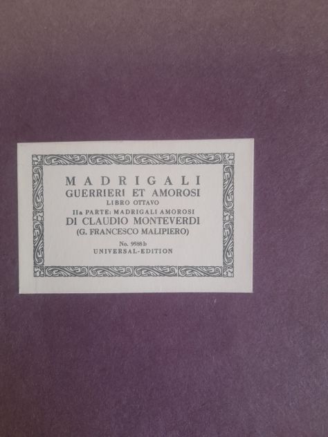 MONTEVERDI - Madrigali a 5 voci - Foto 2