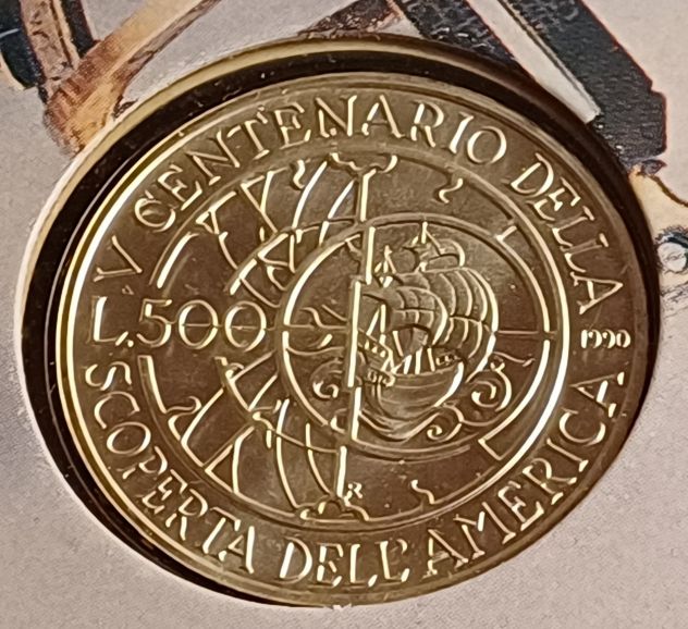 500 Lire d'argento MONETA CELEBRATIVA DEL V CENTENARIO DELLA SCOPERTA D'AMERICA - Foto 5