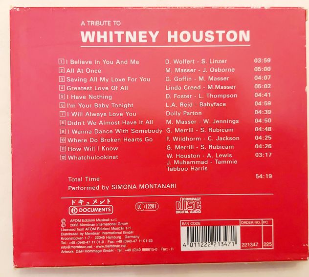 CD A Tribute To Whitney Houston Etichetta: Ombra, 2003 - Foto 4