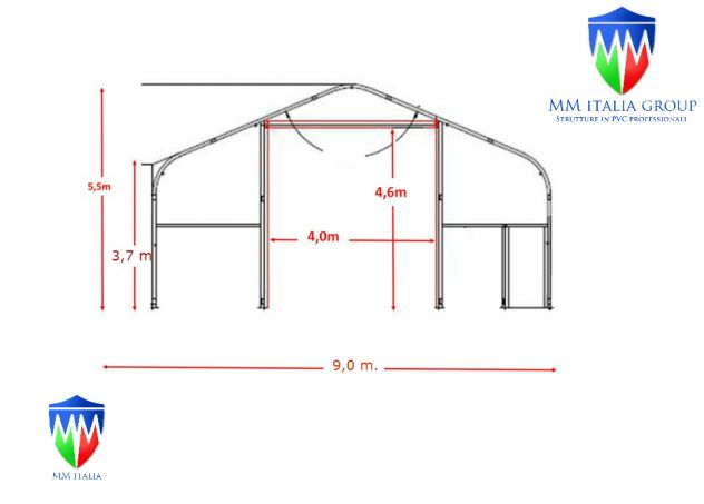 Coperture Mobili 9 x16 x 5,50 mt. Agritunnel Magazzini Titanio Ø 78 mm - Foto 5