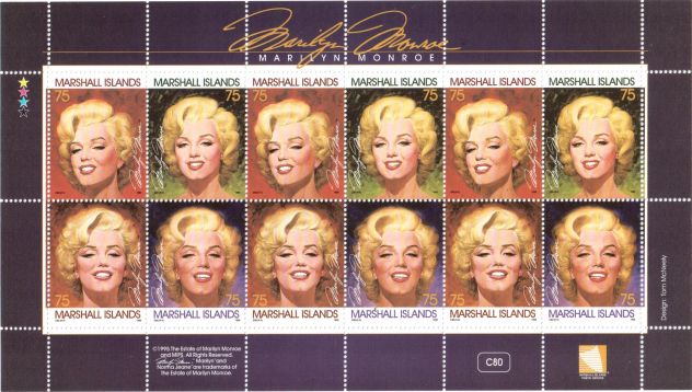 Foglietto nuovo da collezione "Marilyn Monroe" Marshall Islands