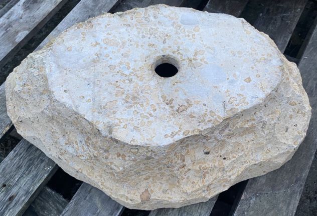 Lavabo lavandino da appoggio in pietra beige - Foto 9