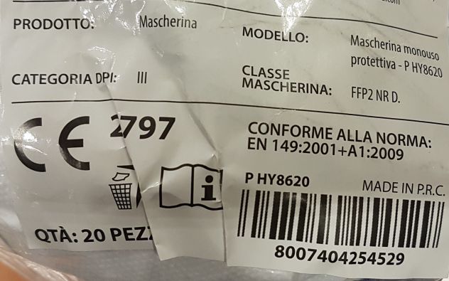 Mascherina - Mascherine protettive FFP2 FF P2 - Confezione da 50 pezzi - Foto 8