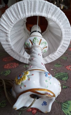 lampada in ceramica capodimonte paralume in stoffa cm.38 - Foto 4