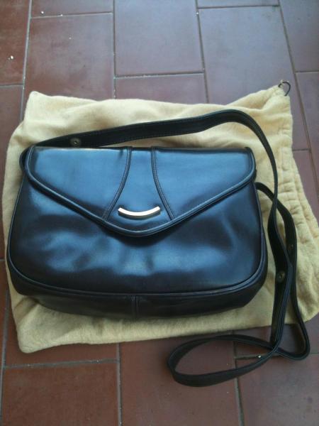 Borsa vintage pelle marrone con tracolla