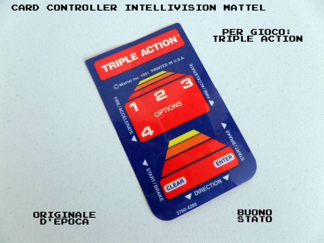 Card controller Intellivision mattel. Gioco "Triple Action"