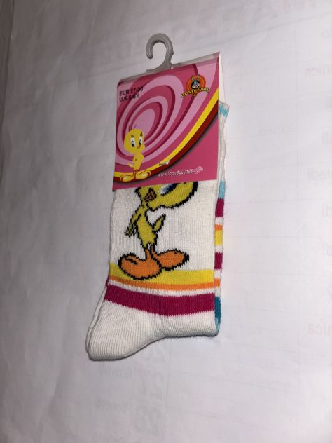CALZE NUOVE CON CARTELLINO DA BAMBINA”LOONEY TUNES”TITTI,N’27-30,IN COTONE