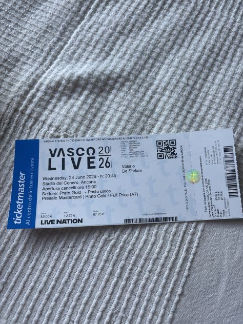 Prato Gold Biglietto Vasco Rossi Ancona