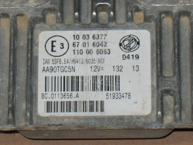 5SF8E4 51933478 ECU FIAT PUNTO LANCIA YPSILON IAW 5SF8.E4 HW413 - Foto 2