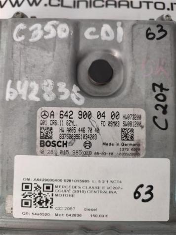 CENTRALINA MOTORE MERCEDES Classe E Coupe (C207) A6429000400 0281015985 diesel 2987 (09) - Foto 2