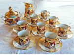 1920 ca.-Servizio Caffè per 8 in porcellana con rilievi+oro zecchino e lustri