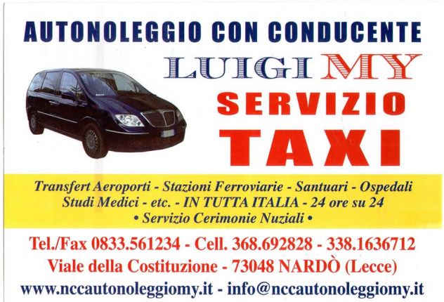 N.C.C.Noleggio con Conducente "Servizio Taxi" -Nardo'- Gallipoli-Lecce - Foto 2