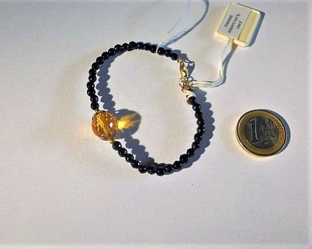Bracciale ak51, Argento 925 Rodiato, Onice, Quarzo citrino