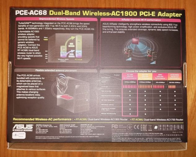 Scheda di rete WiFi/adattatore PCI Express Wi-Fi dual-band ASUS PCE-AC68. - Foto 6