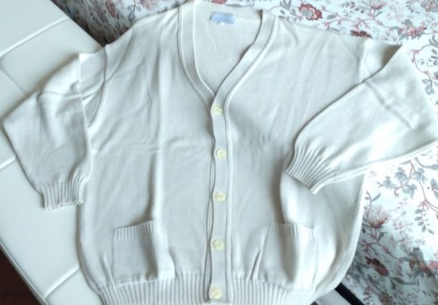 CARDIGAN DA UOMO IN COTONE PANNA - Foto 4