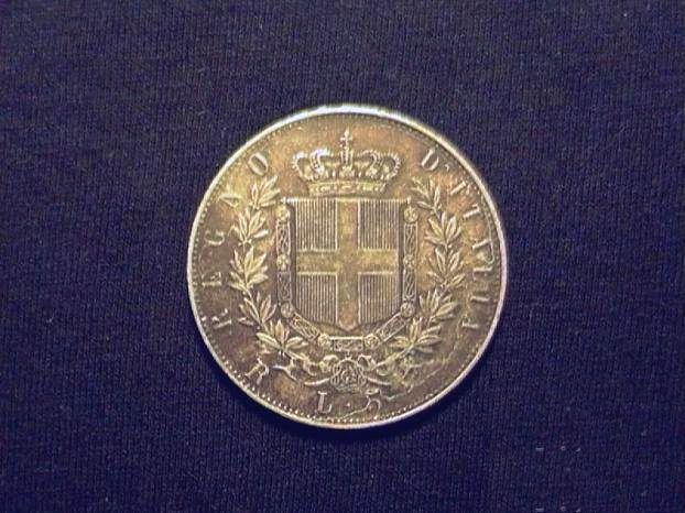 Moneta 5 lire argento 1873 replica - Foto 2