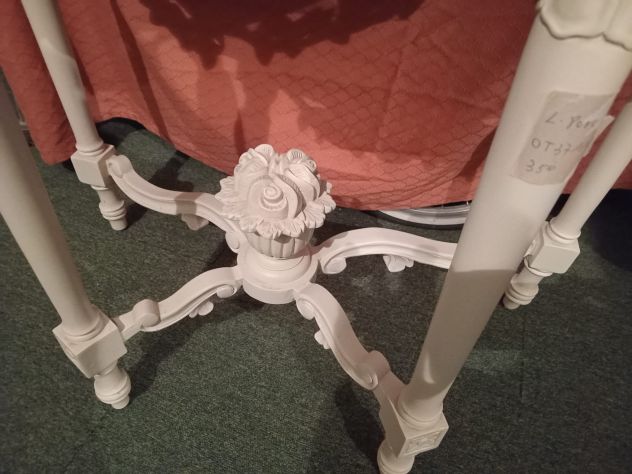 CONSOLLE DI ANTIQUARIATO VINTAGE SHABBY CHIC LACCATA e ARGENTATA - Foto 7