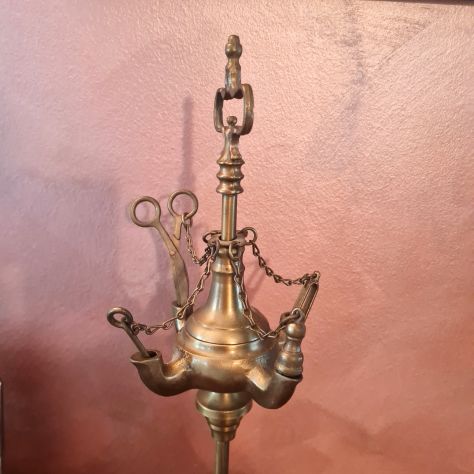 Lampada artigianale fiorentina ad olio 4 lumi in ottone - Foto 2