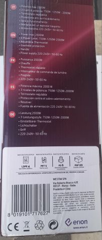 Termoconvettore Termoventilatore Zephir ZCV2000M DA Terra e da muro. Nuovo - Foto 8